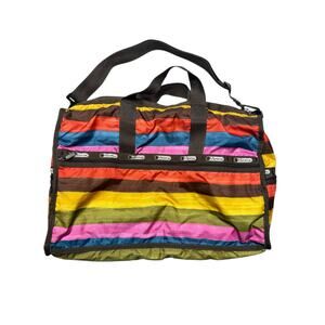 LeSportsac Rainbow Stripe Large Weekender Duffel Travel Bag
